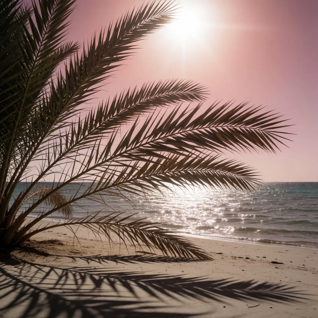 Palm trees along the Egyptian coast at midday