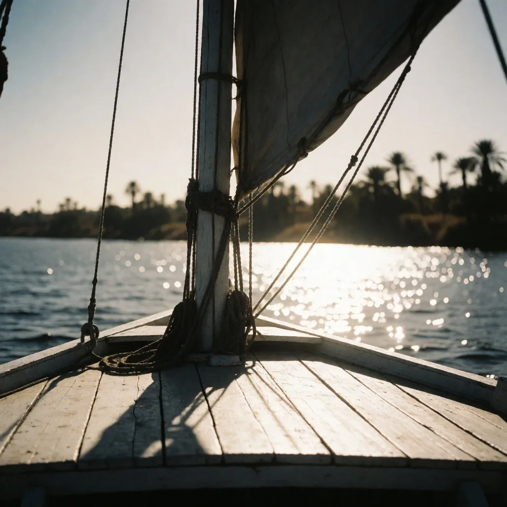 Traditional felucca boat sailing on the Nile