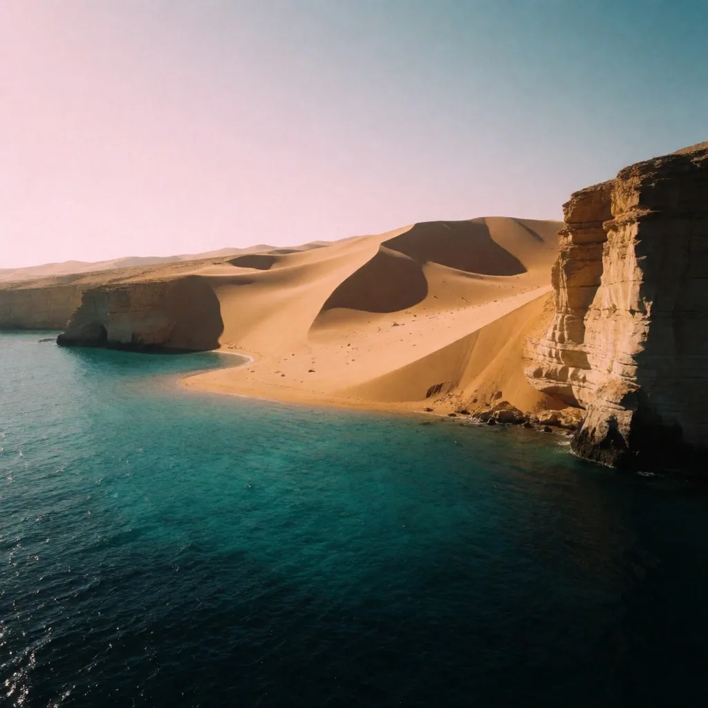 Desert dunes meeting the Red Sea coast