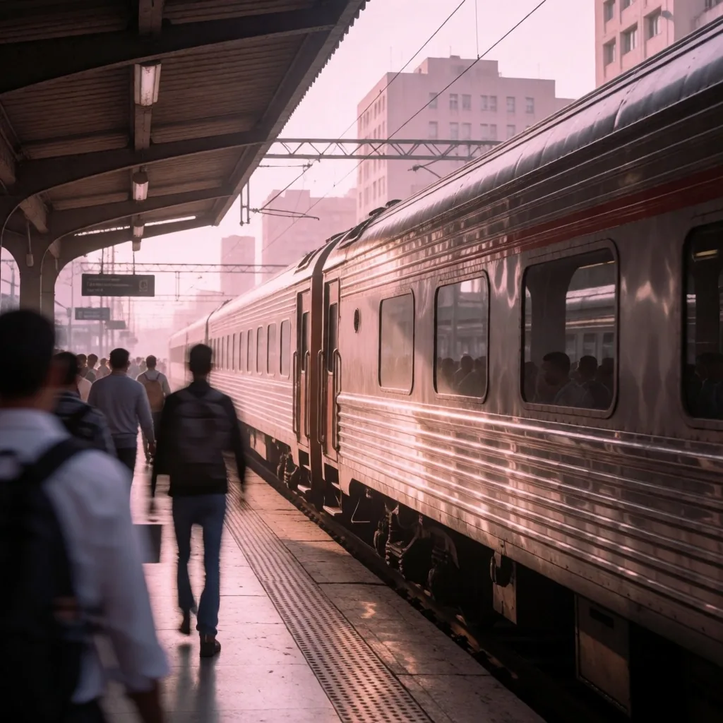 Passenger train at an Egyptian railway station